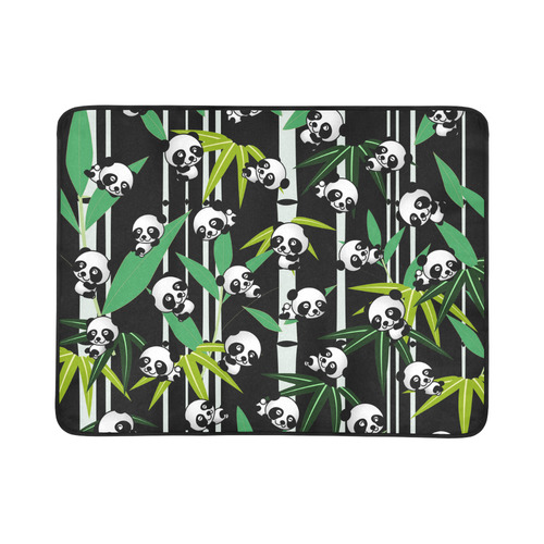 Satisfied and Happy Panda Babies on Bamboo Beach Mat 78"x 60"