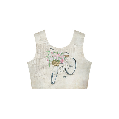 Vintage bicycle with roses basket Elbow Sleeve Ice Skater Dress (D20)