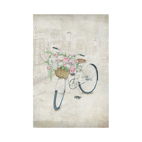 Vintage bicycle with roses basket Garden Flag 12‘’x18‘’（Without Flagpole）