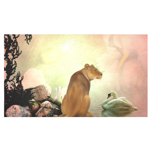 Awesome lioness in a fantasy world Cotton Linen Tablecloth 60"x 104"