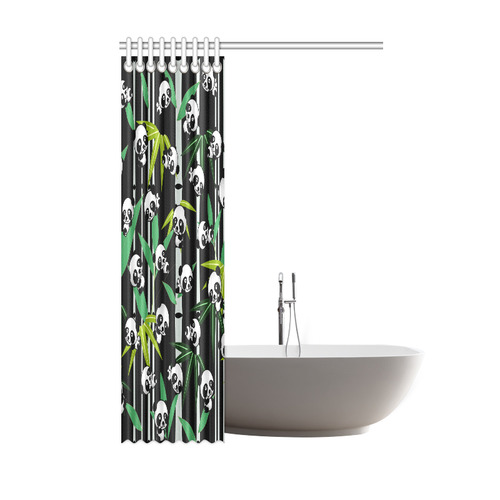 Satisfied and Happy Panda Babies on Bamboo Shower Curtain 48"x72"