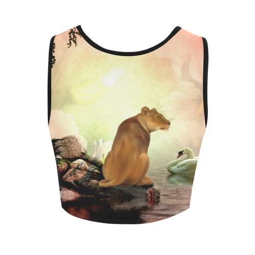 Awesome lioness in a fantasy world Women's Crop Top (Model T42)