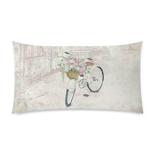 Vintage bicycle with roses basket Custom Rectangle Pillow Case 20"x36" (one side)
