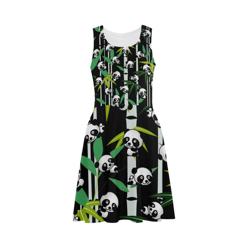 Satisfied and Happy Panda Babies on Bamboo Atalanta Sundress (Model D04)