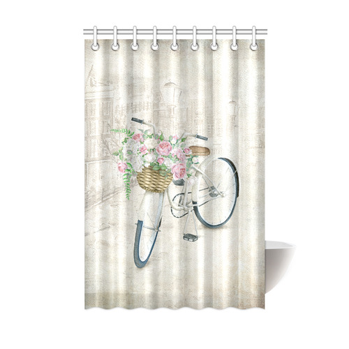 Vintage bicycle with roses basket Shower Curtain 48"x72"