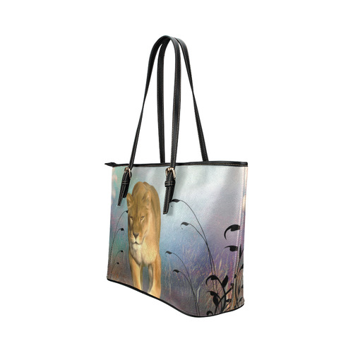 Wonderful lioness Leather Tote Bag/Small (Model 1651)
