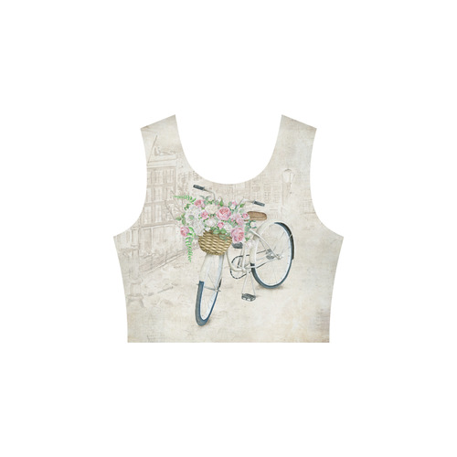 Vintage bicycle with roses basket Sleeveless Ice Skater Dress (D19)