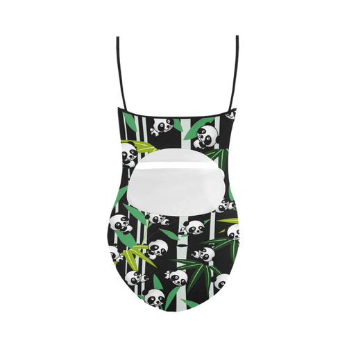 Satisfied and Happy Panda Babies on Bamboo Strap Swimsuit ( Model S05)