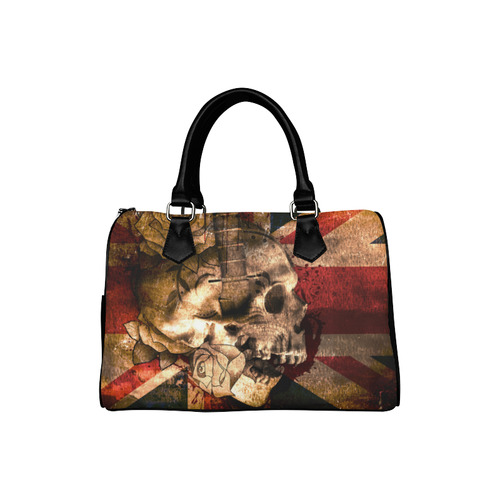 Grunge Skull and British Flag Boston Handbag (Model 1621)