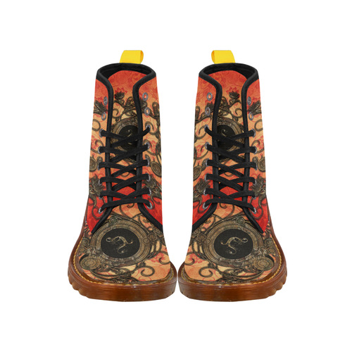 Decorative design, red and black Martin Boots For Women Model 1203H