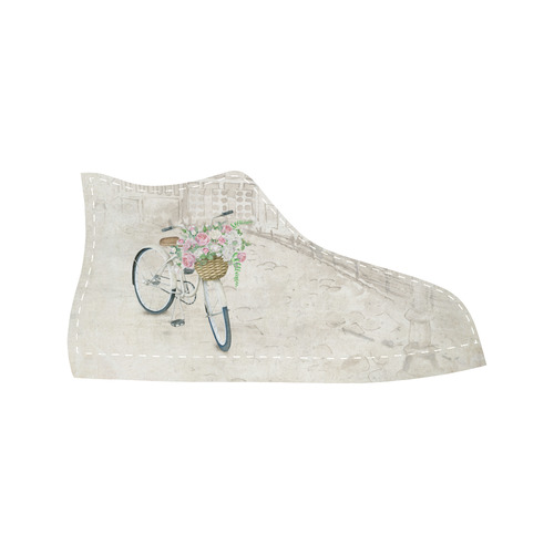 Vintage bicycle with roses basket Aquila High Top Microfiber Leather Women's Shoes (Model 032)