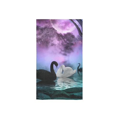Wonderful black and white swan Custom Towel 16"x28"
