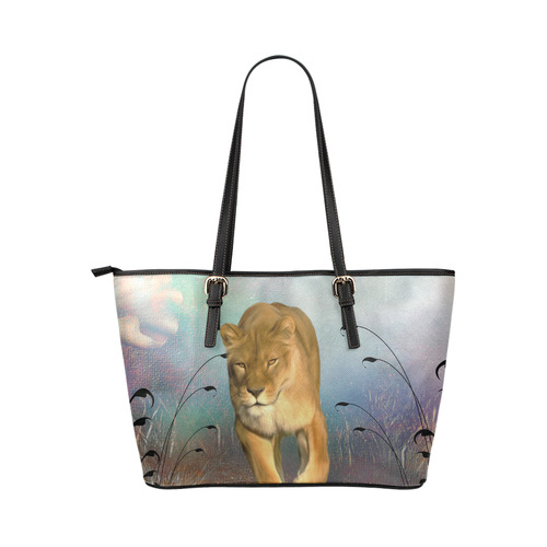 Wonderful lioness Leather Tote Bag/Large (Model 1651)