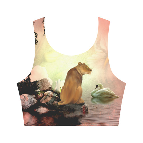 Awesome lioness in a fantasy world Women's Crop Top (Model T42)