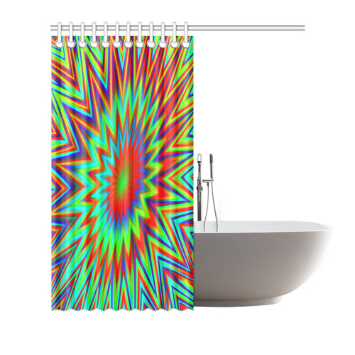 Red Yellow Blue Green Retro Psychedelic Color Explosion Shower Curtain 72"x72"