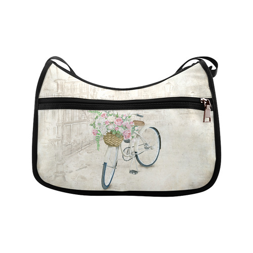 Vintage bicycle with roses basket Crossbody Bags (Model 1616)