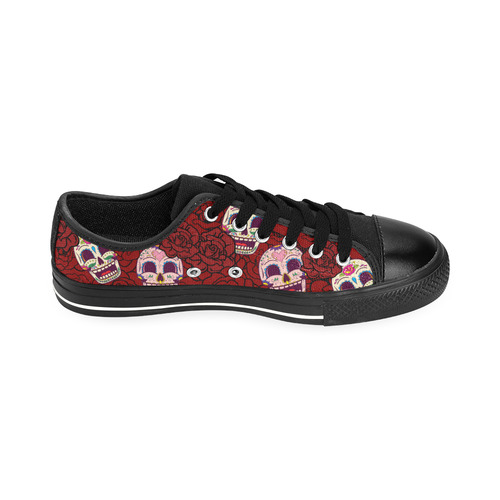 Rose Sugar Skull Men's Classic Canvas Shoes/Large Size (Model 018)