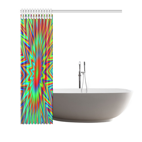 Red Yellow Blue Green Retro Psychedelic Color Explosion Shower Curtain 72"x72"