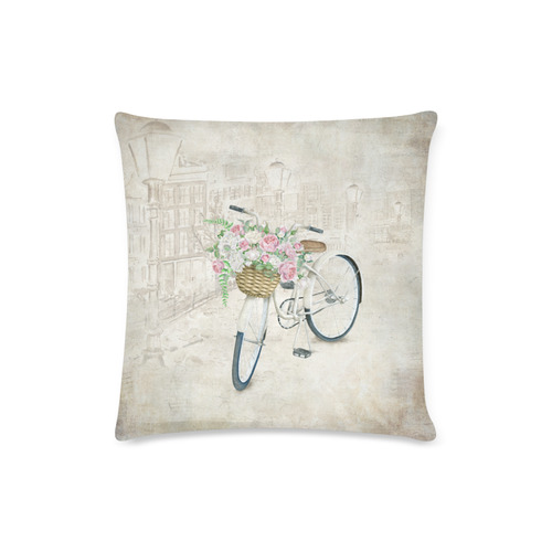 Vintage bicycle with roses basket Custom Zippered Pillow Case 16"x16" (one side)