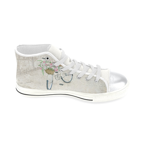 Vintage bicycle with roses basket High Top Canvas Shoes for Kid (Model 017)