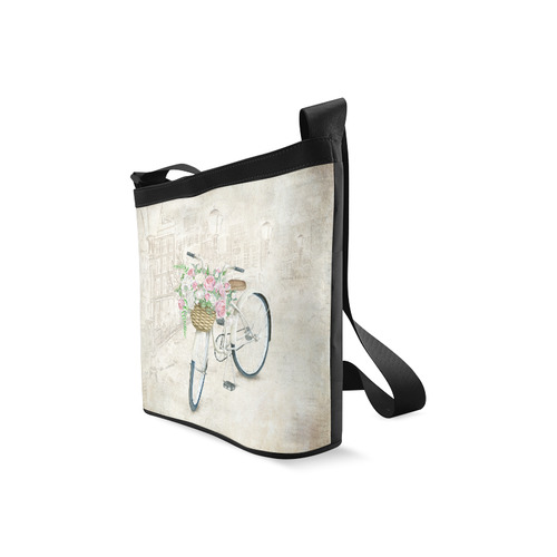 Vintage bicycle with roses basket Crossbody Bags (Model 1613)