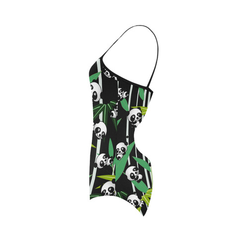 Satisfied and Happy Panda Babies on Bamboo Strap Swimsuit ( Model S05)