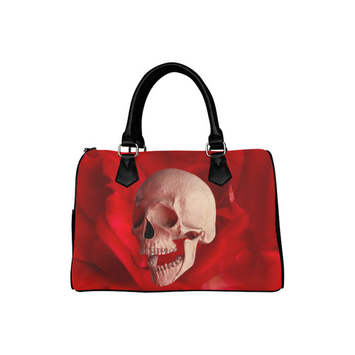 Funny Skull and Red Rose Boston Handbag (Model 1621)