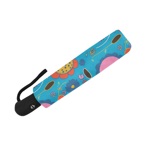 spring flower blue Auto-Foldable Umbrella (Model U04)