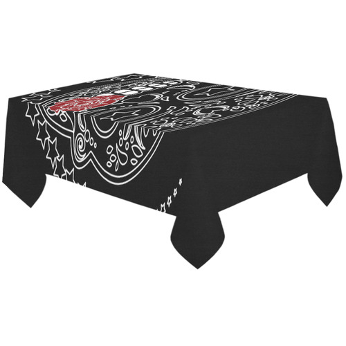 Sugar Skull Red Rose Cotton Linen Tablecloth 60"x120"