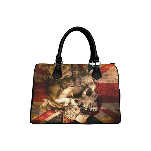 Grunge Skull and British Flag Boston Handbag (Model 1621)