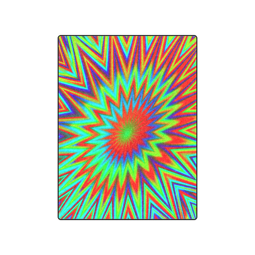 Red Yellow Blue Green Retro Tie Dye Print Blanket 50"x60"