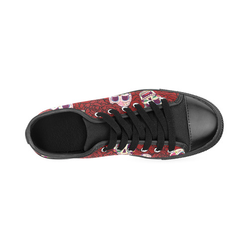 Rose Sugar Skull Men's Classic Canvas Shoes/Large Size (Model 018)