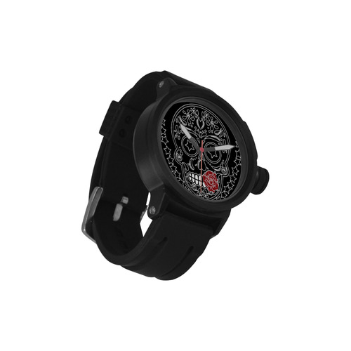 Sugar Skull Red Rose Men's Sports Watch(Model 309)