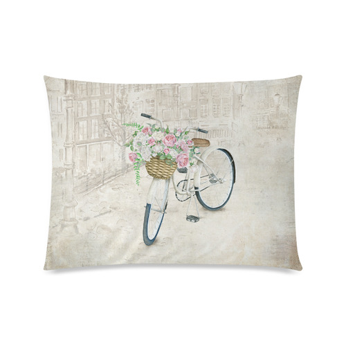 Vintage bicycle with roses basket Custom Zippered Pillow Case 20"x26"(Twin Sides)