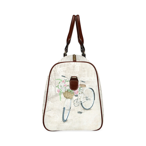 Vintage bicycle with roses basket Waterproof Travel Bag/Large (Model 1639)