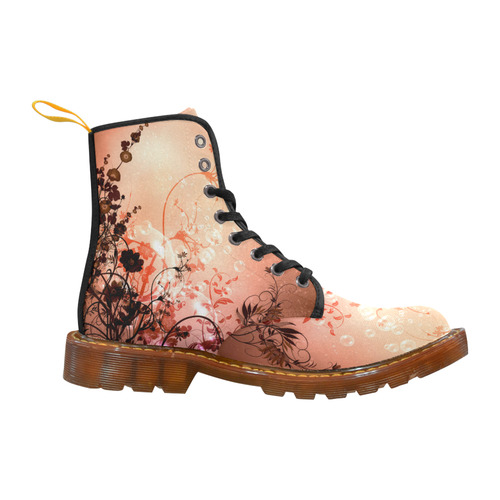 Beautiful flowers on purple background Martin Boots For Women Model 1203H