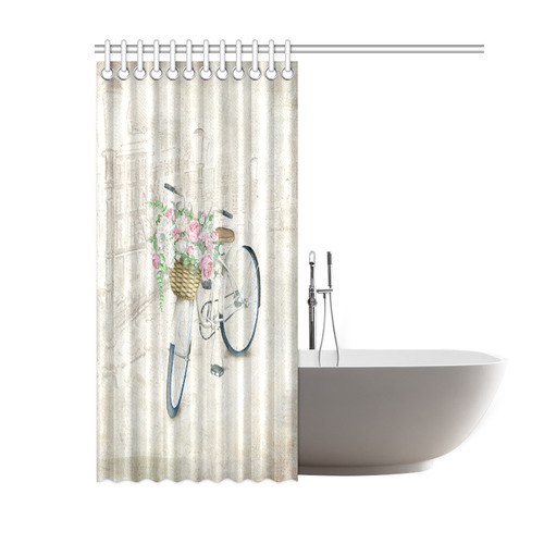 Vintage bicycle with roses basket Shower Curtain 60"x72"