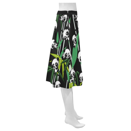 Satisfied and Happy Panda Babies on Bamboo Mnemosyne Women's Crepe Skirt (Model D16)