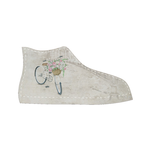 Vintage bicycle with roses basket Women's Classic High Top Canvas Shoes (Model 017)