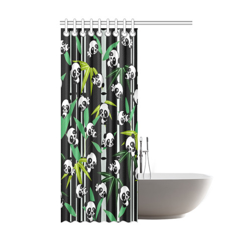 Satisfied and Happy Panda Babies on Bamboo Shower Curtain 48"x72"