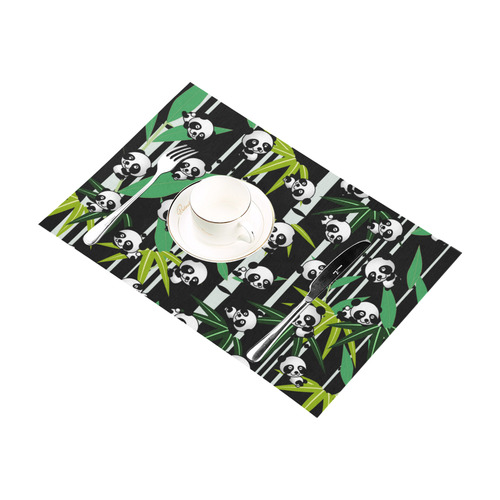 Satisfied and Happy Panda Babies on Bamboo Placemat 12''x18''