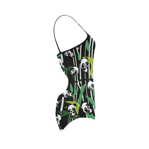 Satisfied and Happy Panda Babies on Bamboo Strap Swimsuit ( Model S05)