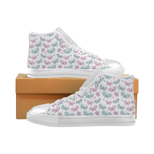 Cute Pastel Butterflies Women's Classic High Top Canvas Shoes (Model 017)