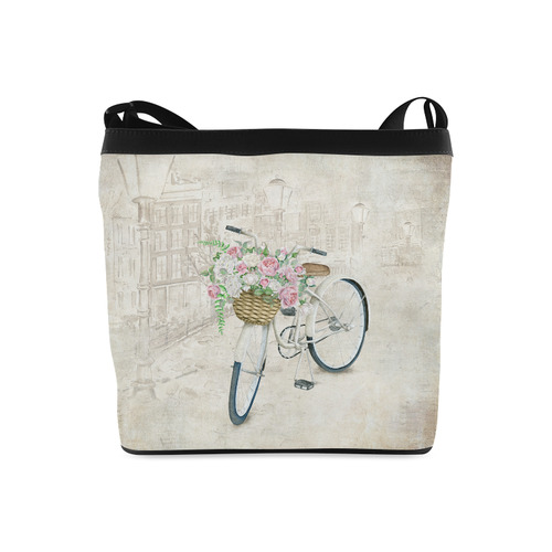 Vintage bicycle with roses basket Crossbody Bags (Model 1613)