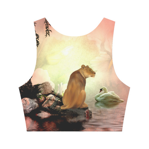 Awesome lioness in a fantasy world Women's Crop Top (Model T42)
