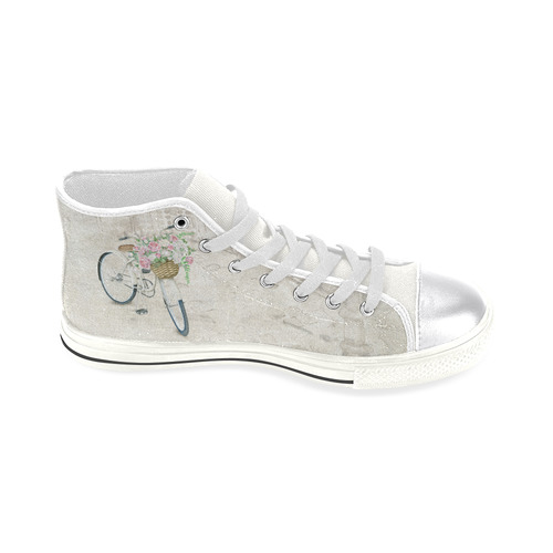 Vintage bicycle with roses basket Women's Classic High Top Canvas Shoes (Model 017)