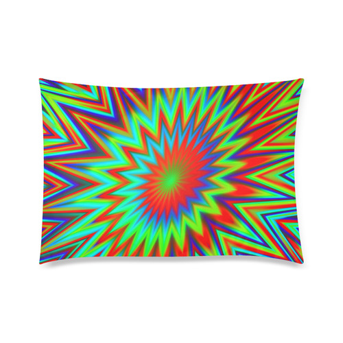 Red Yellow Blue Green Retro Psychedelic Color Explosion Custom Zippered Pillow Case 20"x30"(Twin Sides)