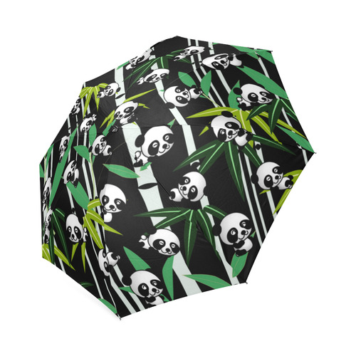 Satisfied and Happy Panda Babies on Bamboo Foldable Umbrella (Model U01)