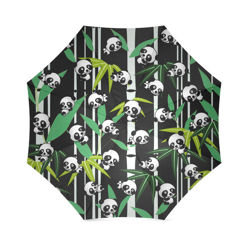 Satisfied and Happy Panda Babies on Bamboo Foldable Umbrella (Model U01)