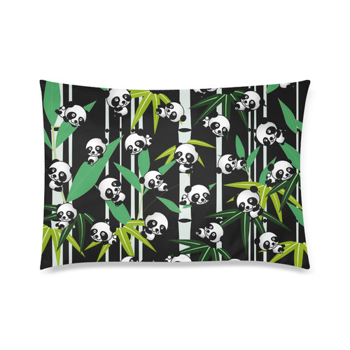 Satisfied and Happy Panda Babies on Bamboo Custom Zippered Pillow Case 20"x30"(Twin Sides)